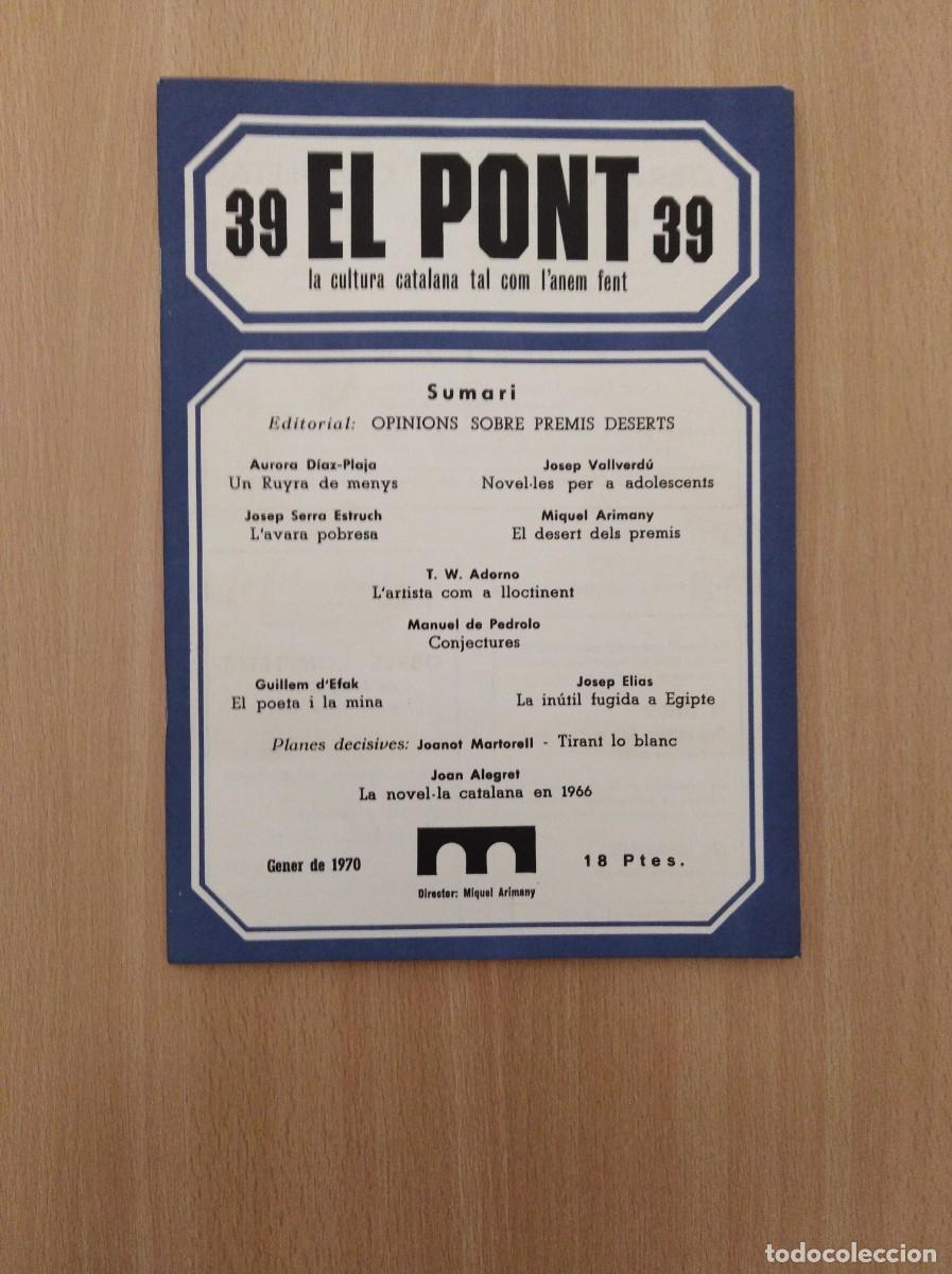 Collectionnisme de Revues et Journaux: REVISTA EL PONT - n&uacute;m. 39. Gener de 1970