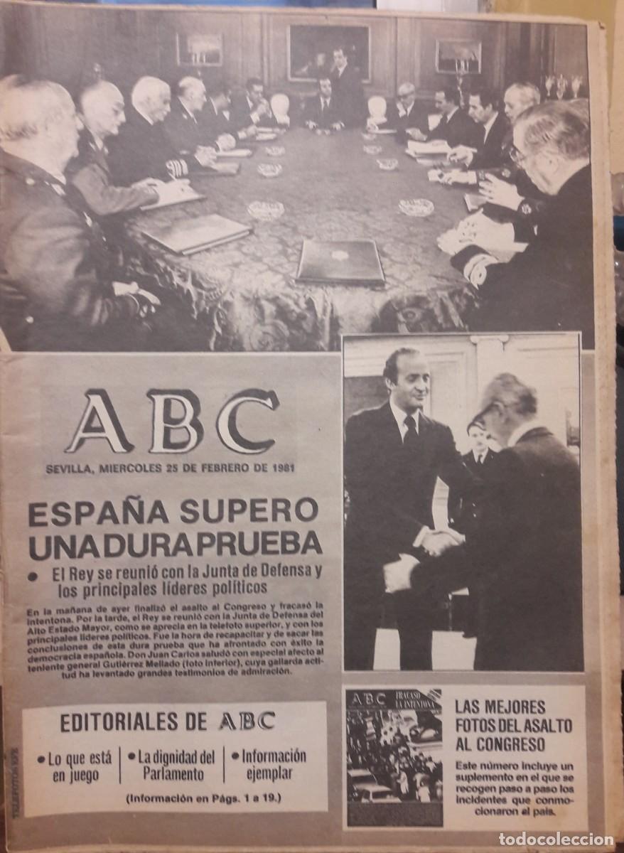 Coleccionismo de Revistas y Peri&oacute;dicos: Periodico ABC 23 F Golpe estado 25 febrero 1981