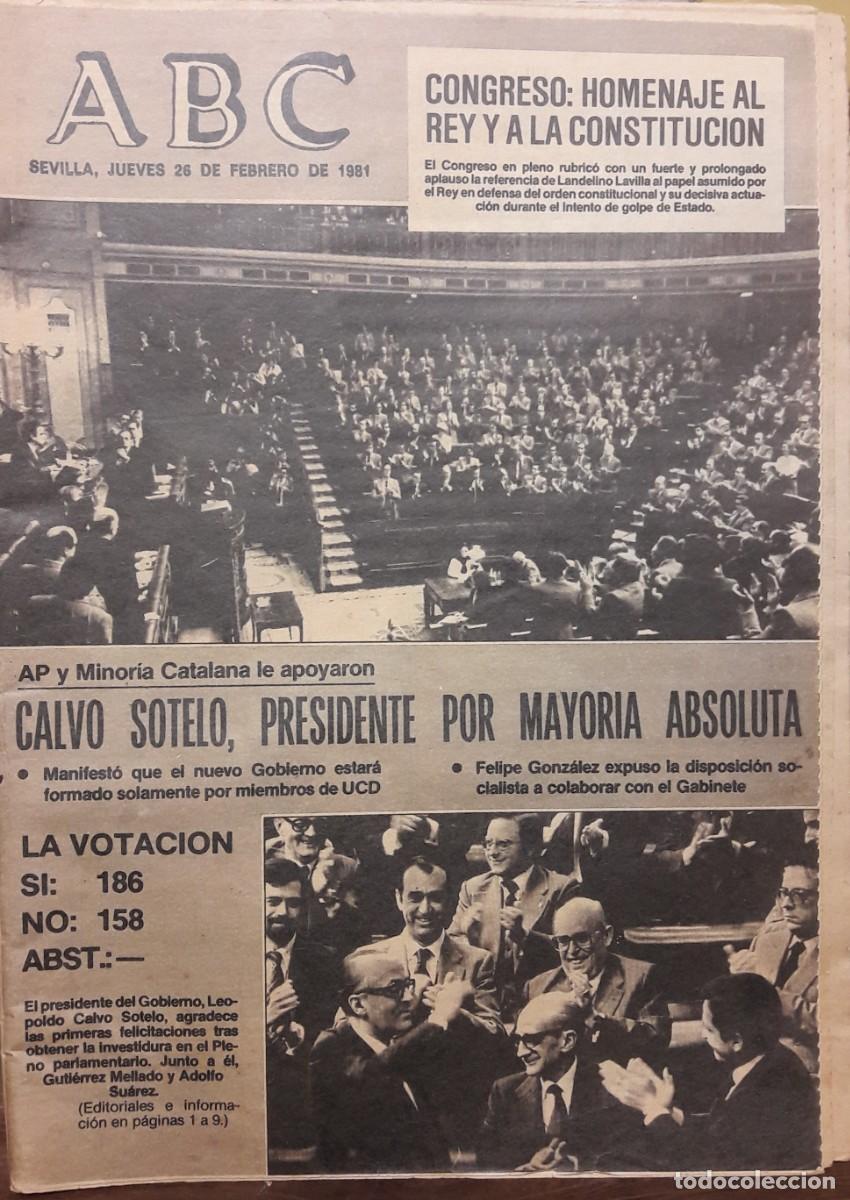 Coleccionismo de Revistas y Peri&oacute;dicos: Periodico ABC 23 F Golpe estado 26 febrero 1981