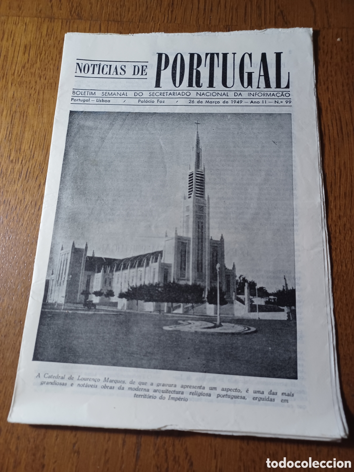 Colecionismo de Revistas e Jornais: PERI&Oacute;DICO 1949 CATEDRAL DE LOURENCO MARQUES. MONASTERIO DE ALCOBACA. FUTBOL ESPA&Ntilde;A1 - PORTUGAL 1