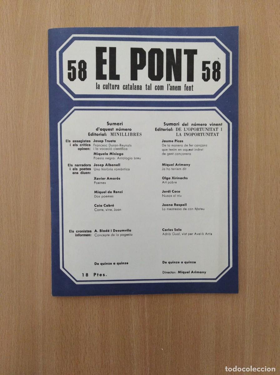 Collectionnisme de Revues et Journaux: REVISTA EL PONT - n&uacute;m. 58. Octubre de 1972.