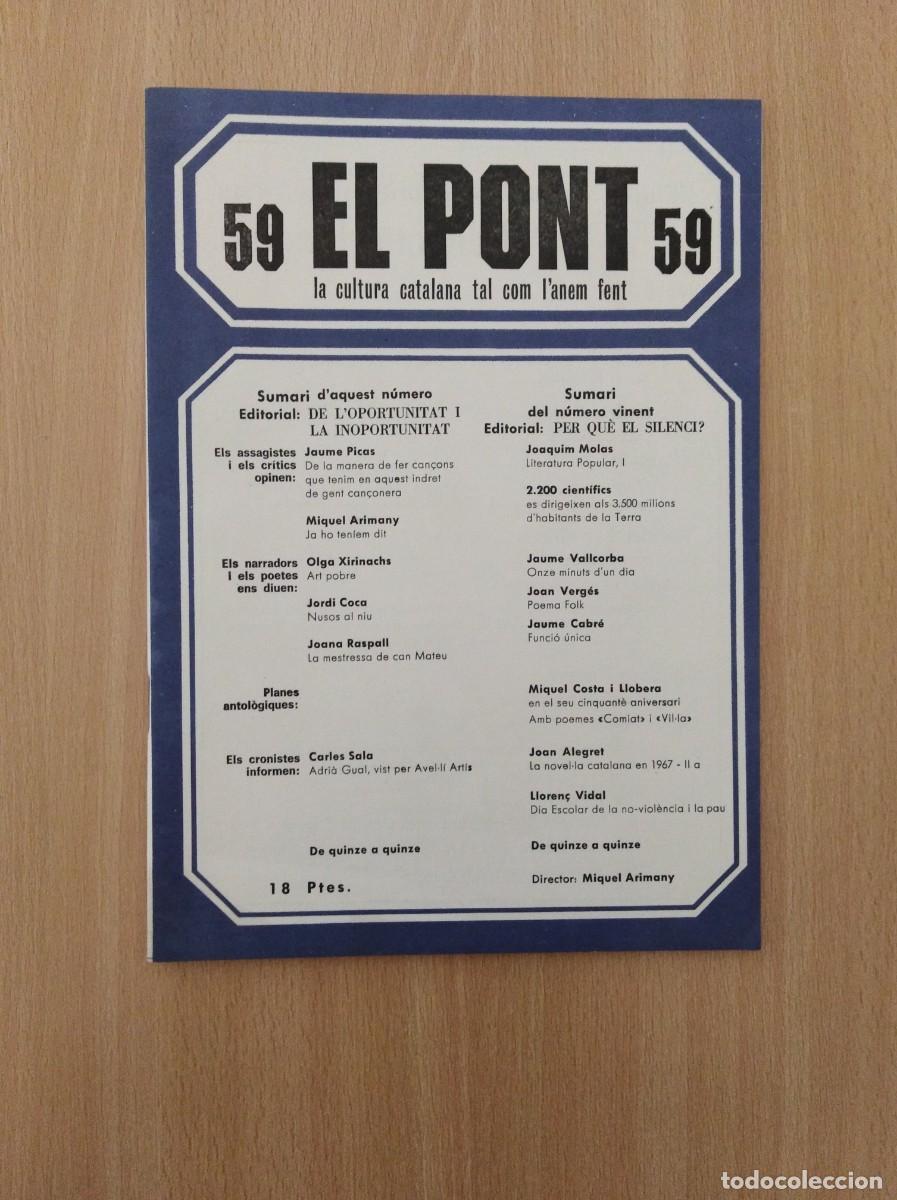 Collezionismo di Riviste e Giornali: REVISTA EL PONT - n&uacute;m. 59. Novembre de 1972.