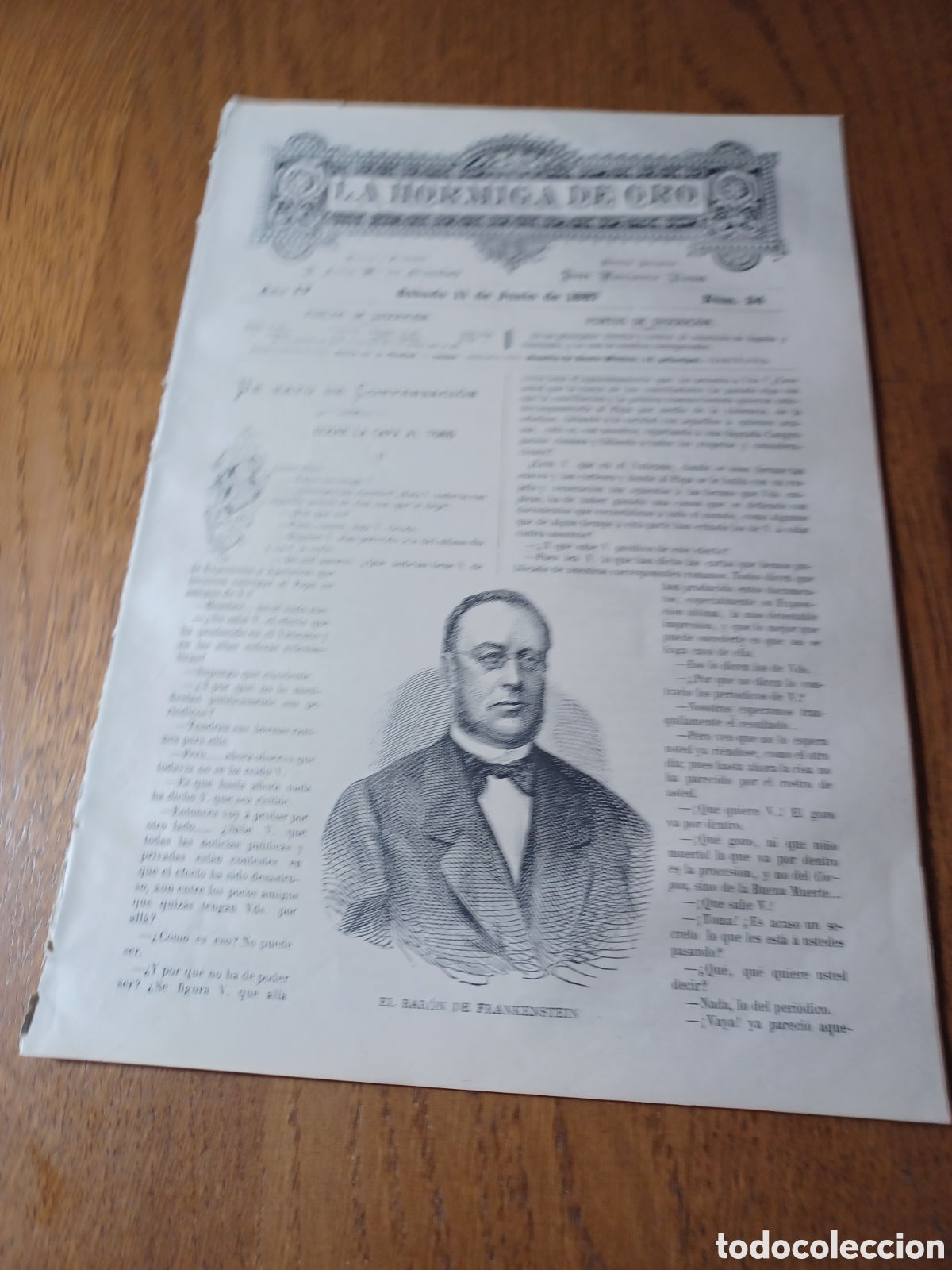 Coleccionismo de Revistas y Peri&oacute;dicos: REVISTA 1887 EL BARON DE FRANKENSTEIN. AFICIONES MUSICALES BALNEARIO DE URBERUAGA VIZCAYA