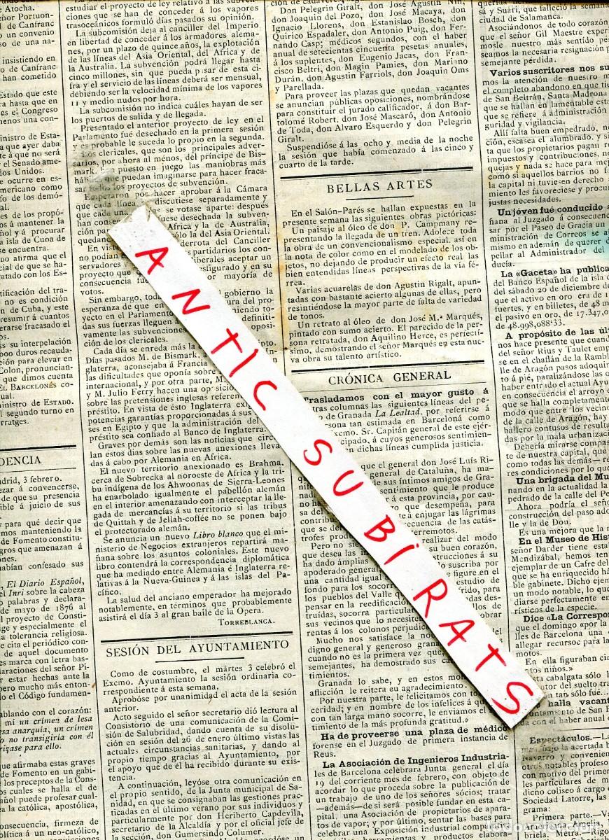 Coleccionismo de revistas y peri&oacute;dicos: DIARIO A&Ntilde;O 1885 ANEXION DE BRAHMA POR ALEMANIA CONQUISTA DE ALEMANIA EN AFRICA