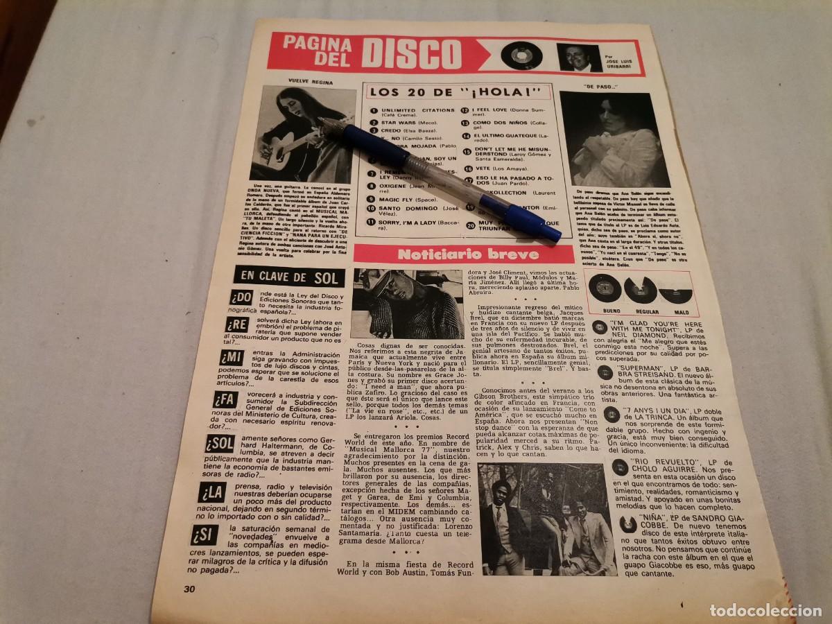 Coleccionismo de Revistas y Peri&oacute;dicos: CANTANTE REGINA, ANA BEL&Eacute;N, GIBSON BROTHERS RECORTE REVISTA 1978