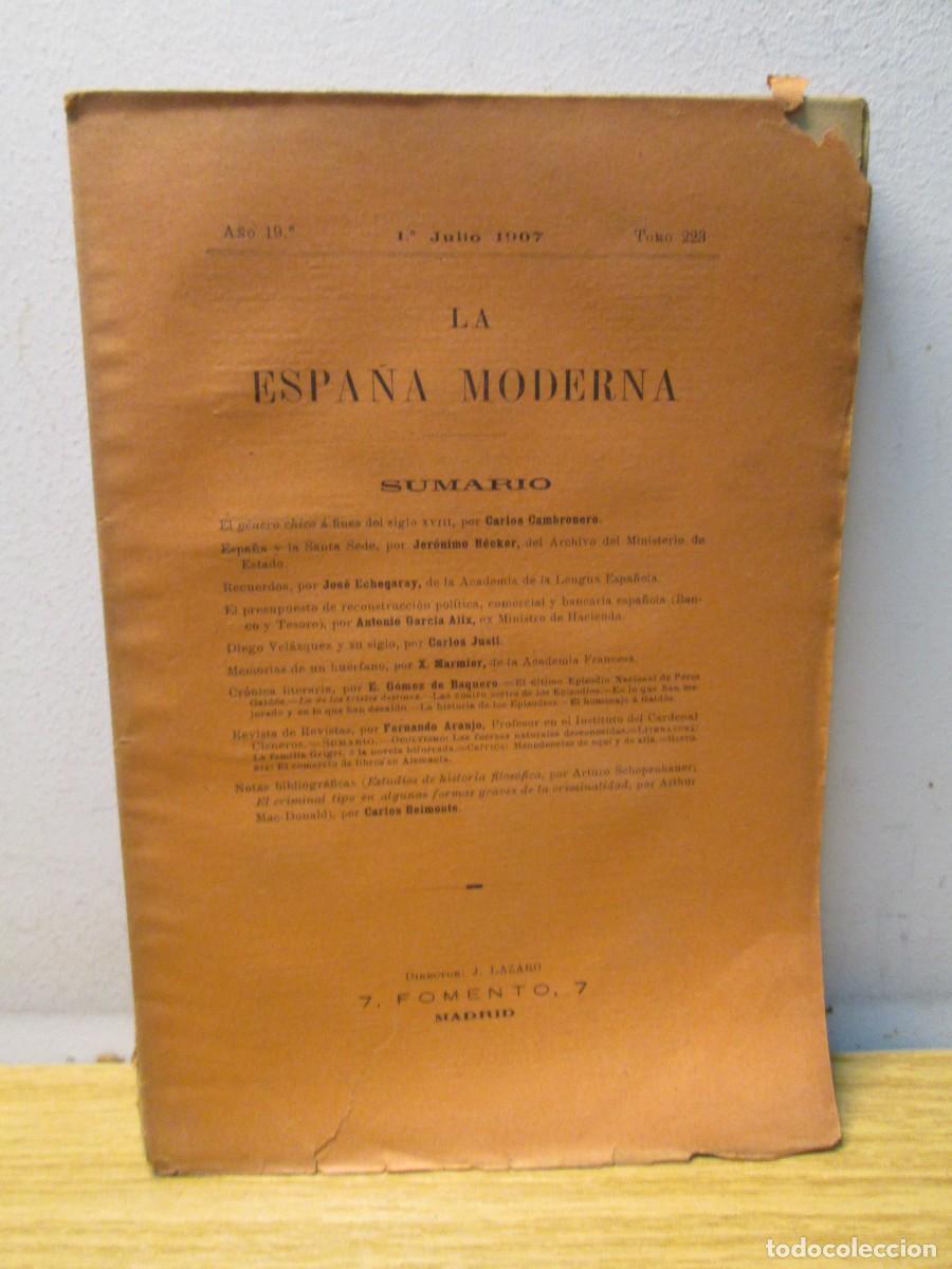 Collection Magazines and Newspapers: LA ESPA&Ntilde;A MODERNA. A&Ntilde;O 19&ordm;. 1&ordm; JULIO 1907. TOMO 223. JOSE DE LAZARO. REVISTA. FOMENTO