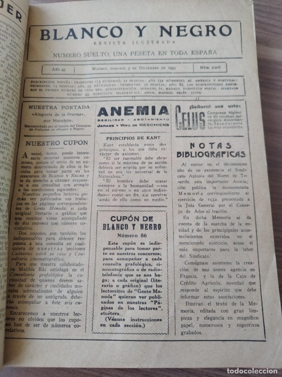 Coleccionismo de revistas y peri&oacute;dicos: BLANCO Y NEGRO: 1933 - Foto 2