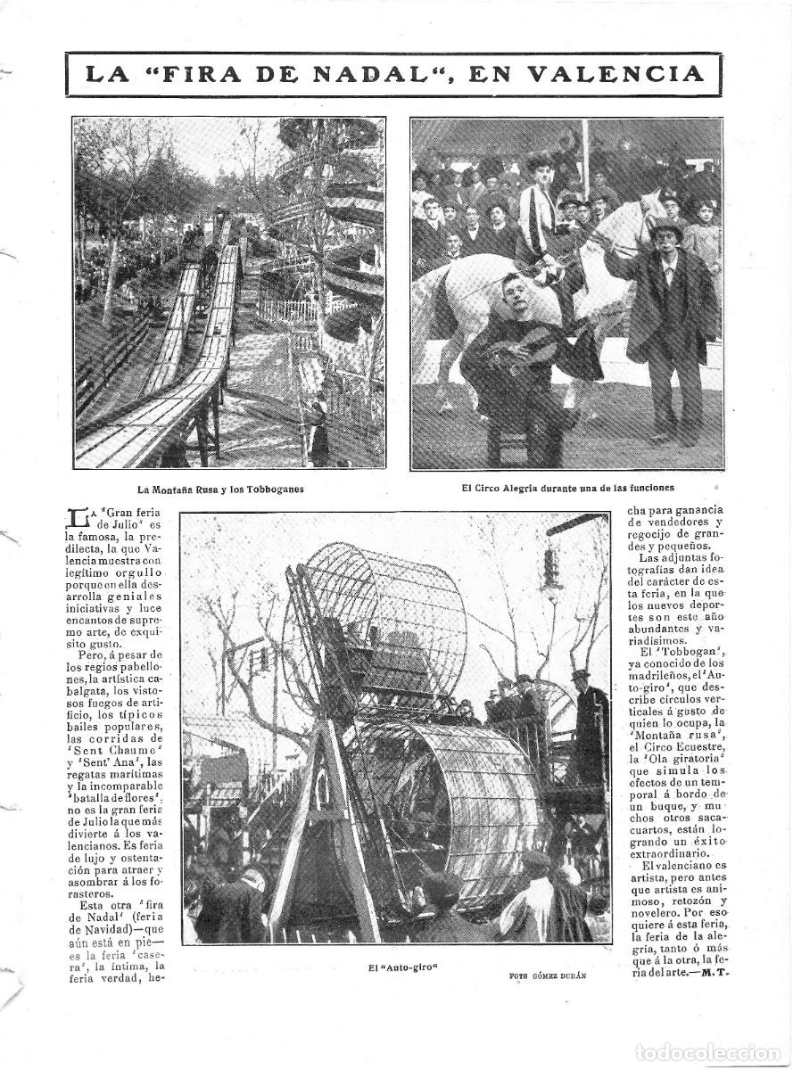 Sammeln von Zeitschriften und Zeitungen: 1909 HOJA REVISTA VALENCIA FERIA DE NAVIDAD FIRA DE NADAL MONTA&Ntilde;A RUSA TOBBOGANES CIRCO AUTO-GIRO
