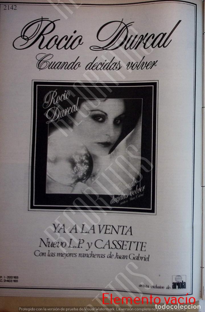 Coleccionismo de Revistas y Peri&oacute;dicos: ANUNCIO LP ROCIO DURCAL CUANDO DECIDAS VOLVER