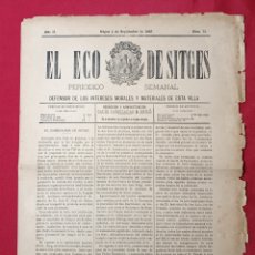 Coleccionismo de Revistas y Periódicos: EL ECO DE SITGES NUM.72 / 4 SEPTIEMBRE 1887. REVISTA SEMANAL
