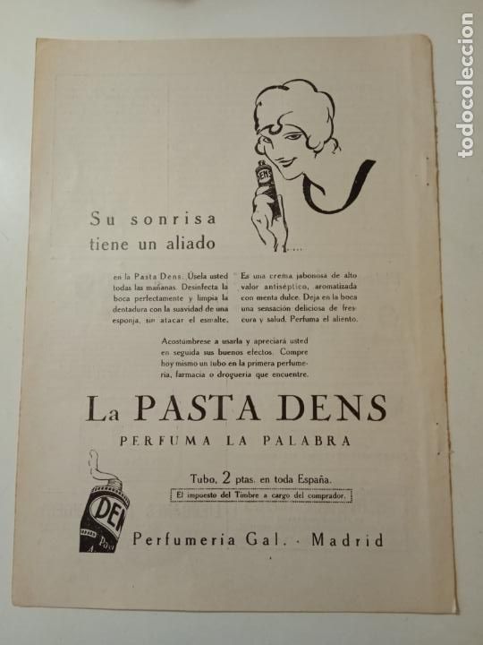 Coleccionismo de revistas y peri&oacute;dicos: LA PASTA DENS - PUBLICIDAD EN HOJA SUELTA DE ANTIGUA REVISTA - 25 X 18 cm.