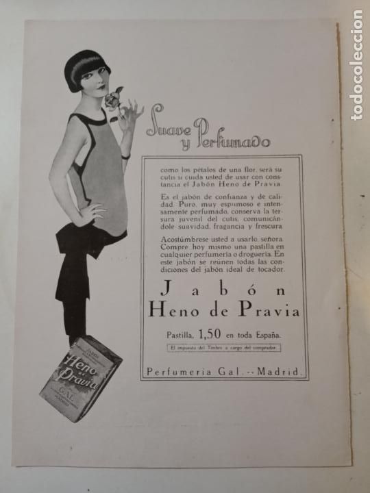 Coleccionismo de revistas y peri&oacute;dicos: JABON HENO DE PRAVIA - PUBLICIDAD EN HOJA SUELTA DE ANTIGUA REVISTA - 25 X 18 cm.