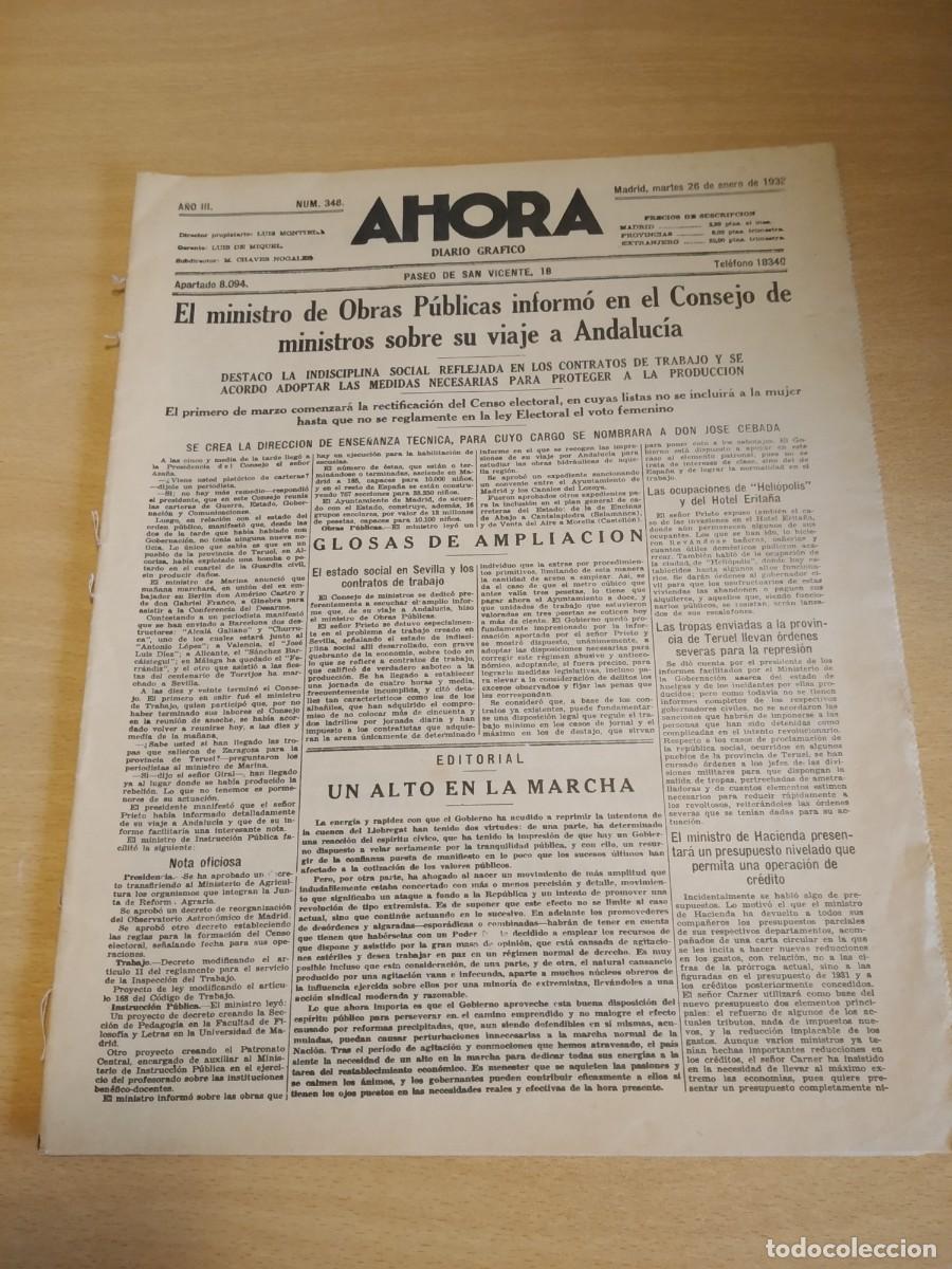Coleccionismo de Revistas y Peri&oacute;dicos: Diario Ahora del 26 de enero de 1932, ver m&aacute;s informaci&oacute;n y p&aacute;ginas de fotografias en el interior