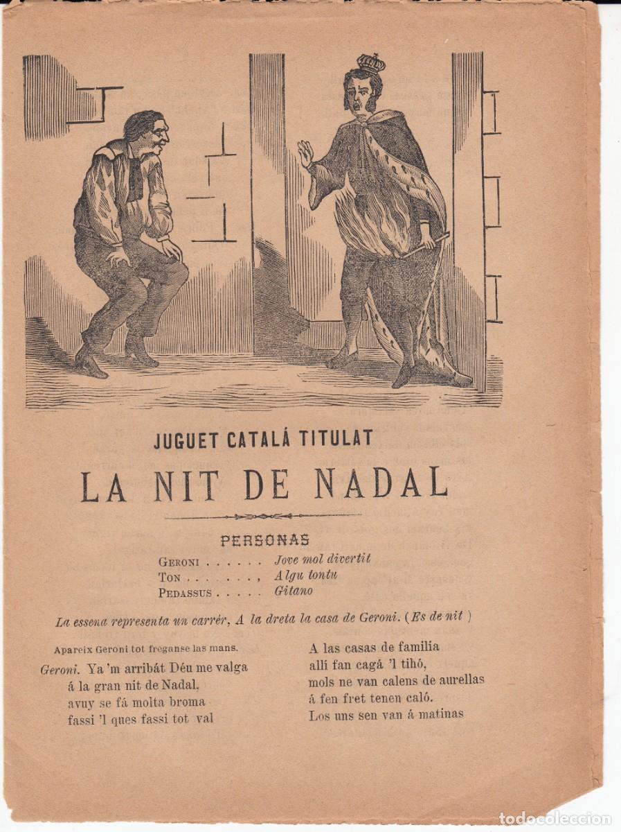 Coleccionismo de revistas y peri&oacute;dicos: PLIEGO CORDEL - JUGUET CATAL&Agrave; TITULAR - LA NIT DE NADAL - EDITA JOAN GRAU EN REUS - SIGLO XIX