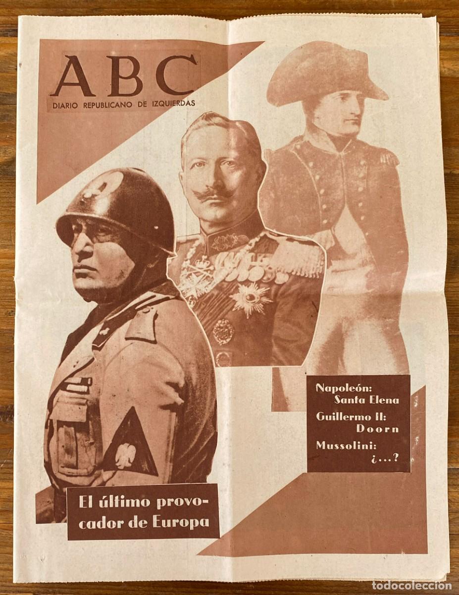 Coleccionismo de Revistas y Peri&oacute;dicos: PERIODICO ABC, DIARIO REPUBLICANO DE IZQUIERDAS, MADRID, 26-3-1937, MUSSOLINI, EL &Uacute;LTIMO PROVOCADOR