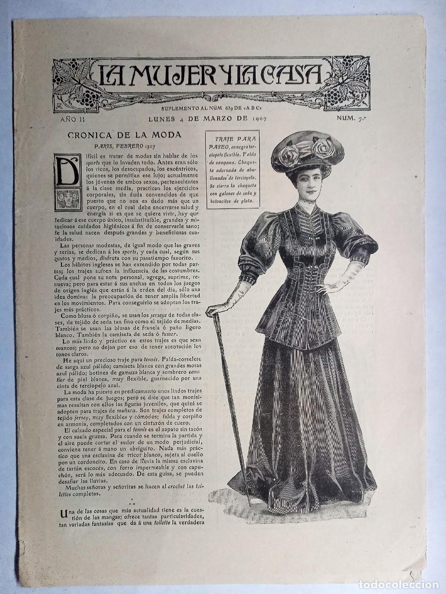 Coleccionismo de Revistas y Peri&oacute;dicos: La mujer y la casa. Cuadernillo ABC. A&ntilde;o II N&uacute;m. 7, marzo 1907 Ocho p&aacute;ginas.