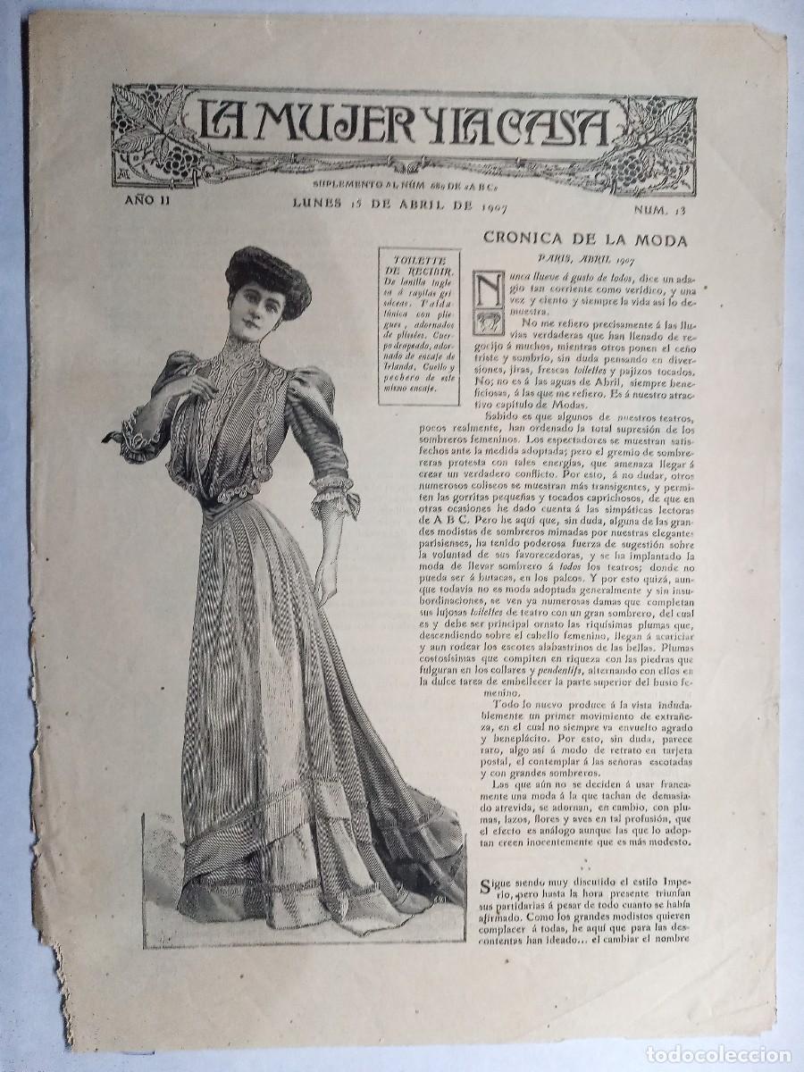 Coleccionismo de Revistas y Peri&oacute;dicos: La mujer y la casa. Cuadernillo ABC. A&ntilde;o II N&uacute;m. 13, Abril 1907 Ocho p&aacute;ginas.