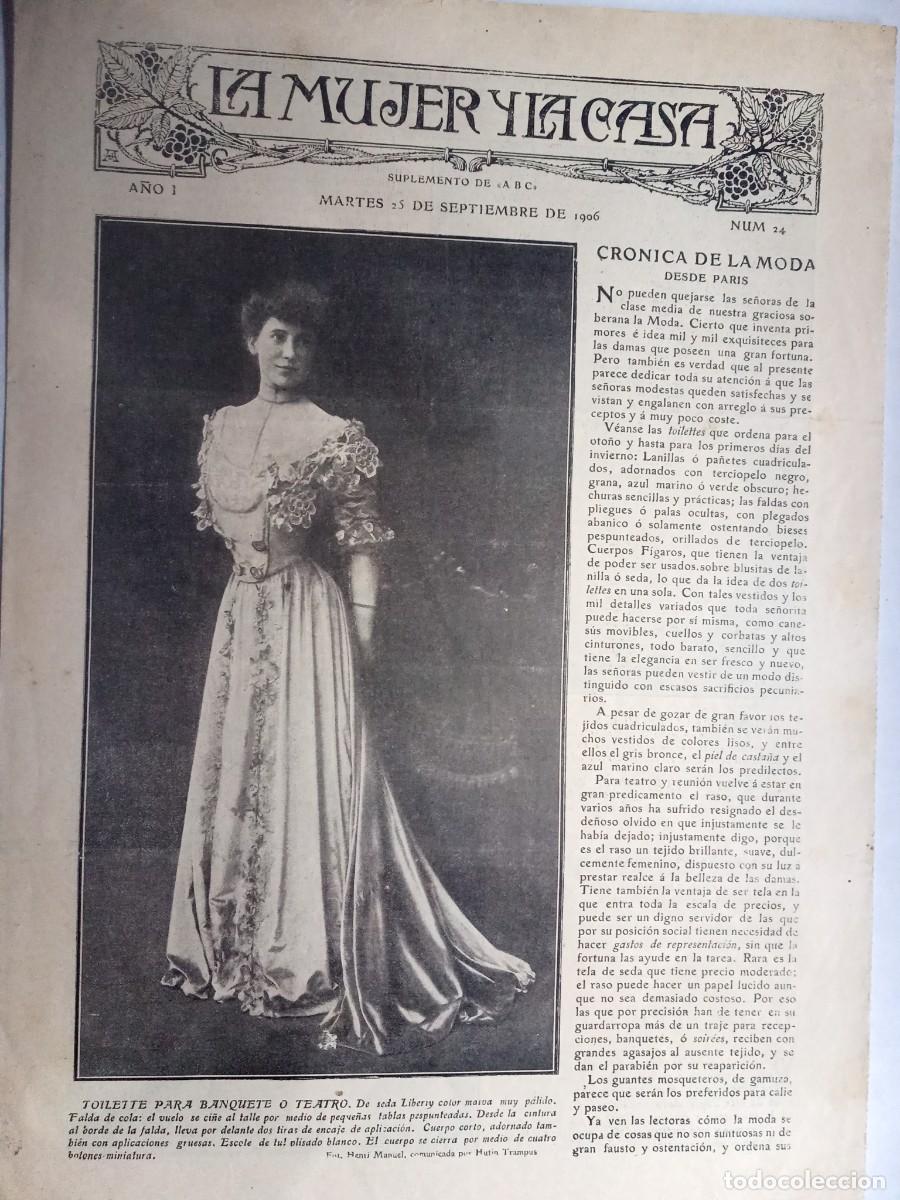 Coleccionismo de Revistas y Peri&oacute;dicos: La mujer y la casa. Cuadernillo ABC. A&ntilde;o I N&uacute;m. 24, septiembre 1906. Cuatro p&aacute;ginas.
