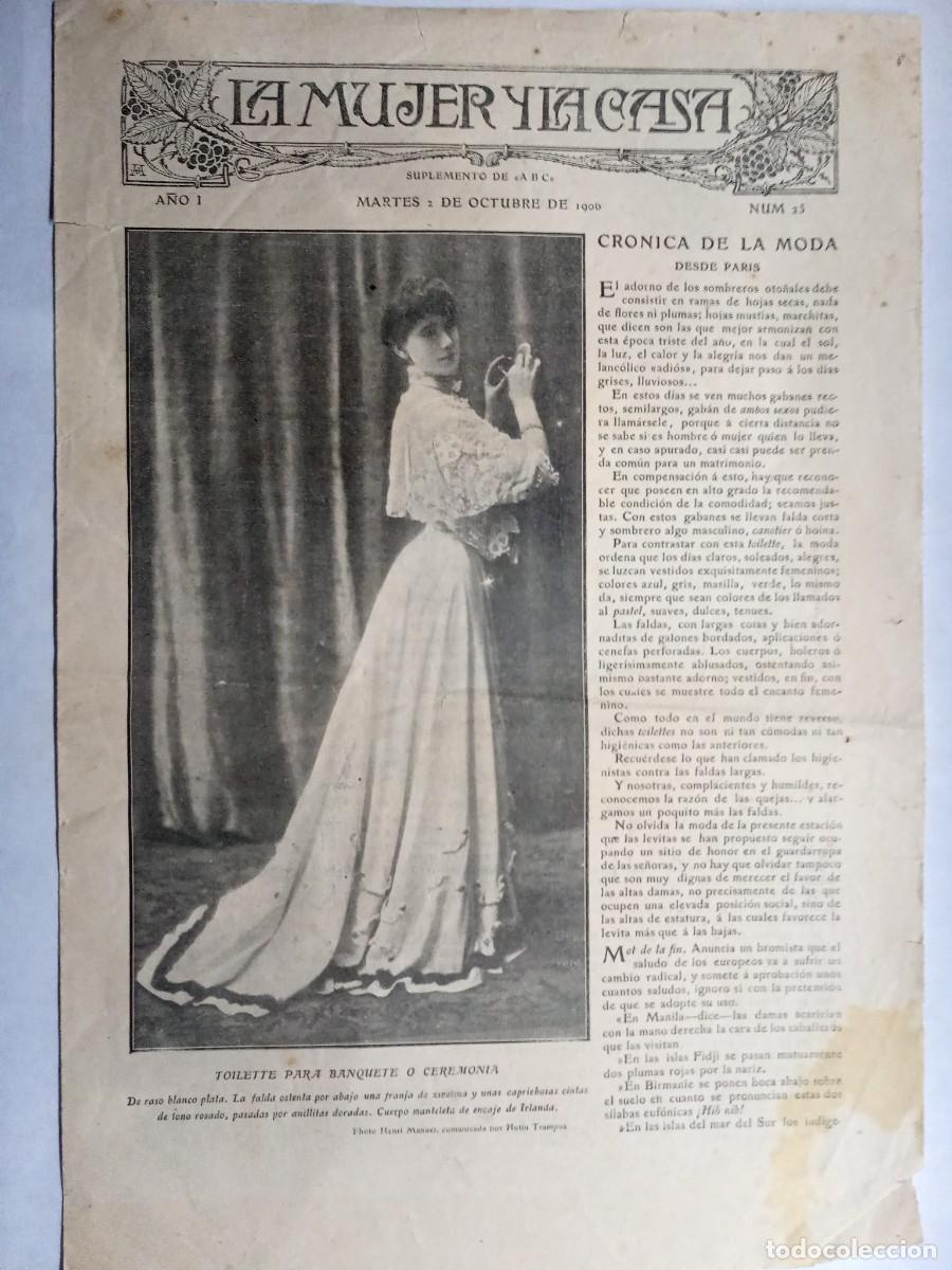 Coleccionismo de Revistas y Peri&oacute;dicos: La mujer y la casa. Cuadernillo ABC. A&ntilde;o I N&uacute;m. 25, octubre 1906. Cuatro p&aacute;ginas.