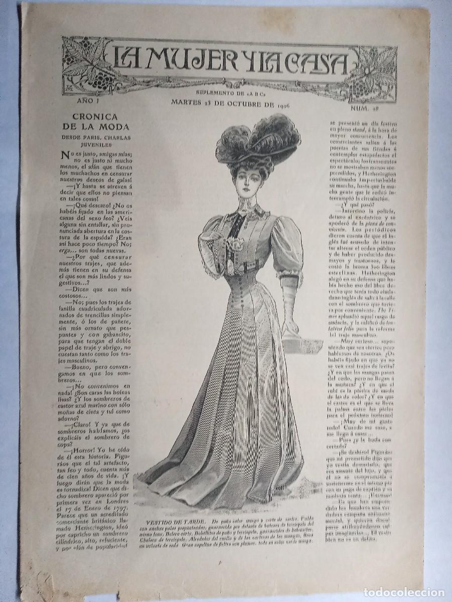 Coleccionismo de Revistas y Peri&oacute;dicos: La mujer y la casa. Suplemento ABC. A&ntilde;o I N&uacute;m. 28, octubre 1906. Cuatro p&aacute;ginas.