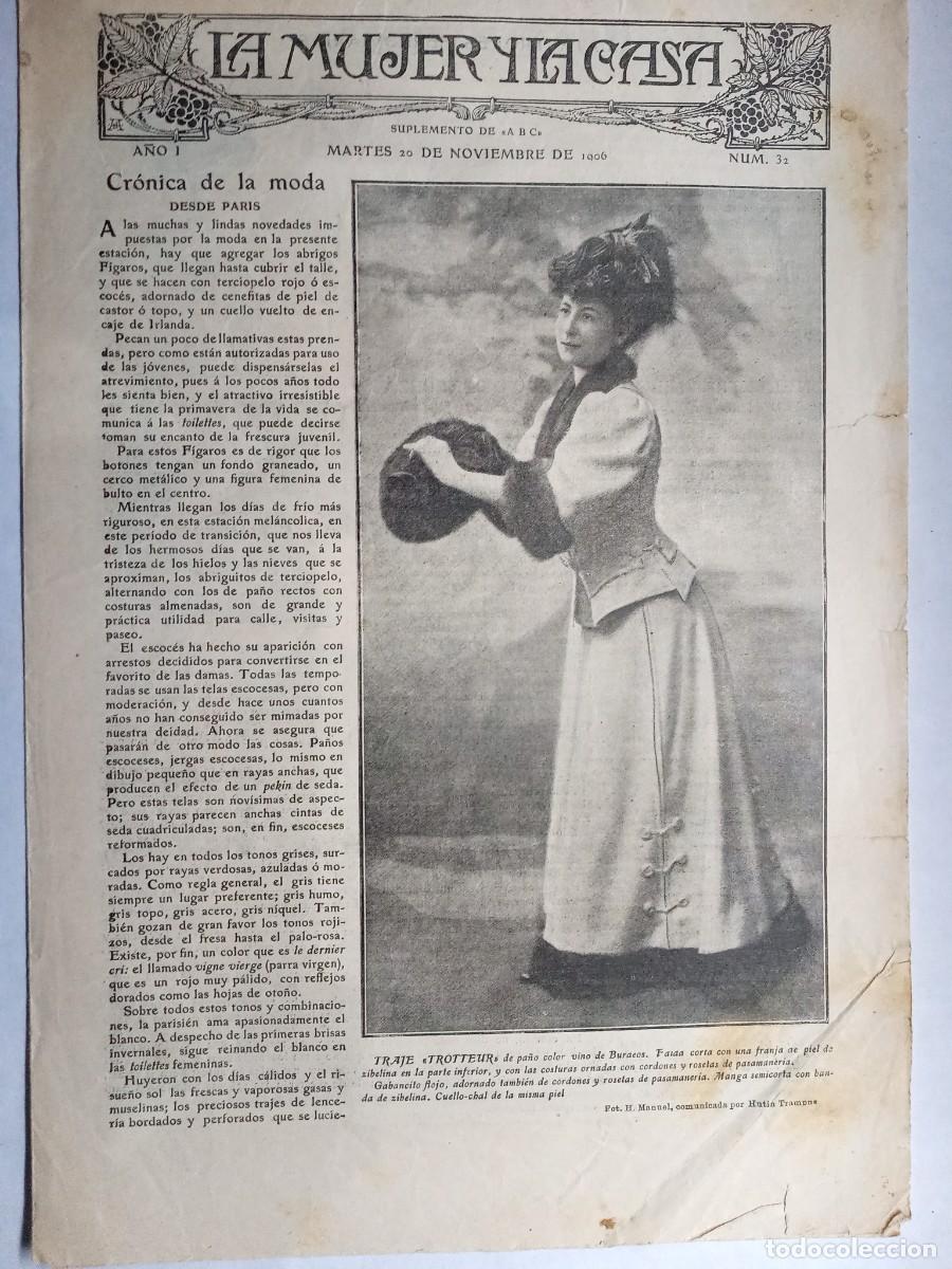 Coleccionismo de Revistas y Peri&oacute;dicos: La mujer y la casa. Suplemento ABC. A&ntilde;o I N&uacute;m. 32, noviembre 1906. Cuatro p&aacute;ginas.
