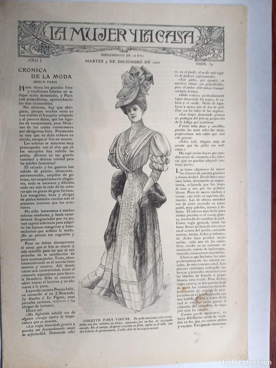 Coleccionismo de Revistas y Peri&oacute;dicos: La mujer y la casa. Suplemento ABC. A&ntilde;o I N&uacute;m. 34, diciembre 1906. Cuatro p&aacute;ginas.