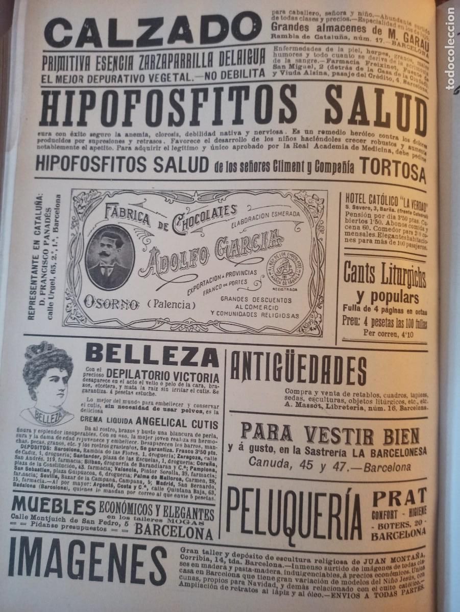 Collectionnisme de Revues et Journaux: Publicidad peluquer&iacute;a Prat Boters 20 Bcn hoja revista principi siglo XX 191G