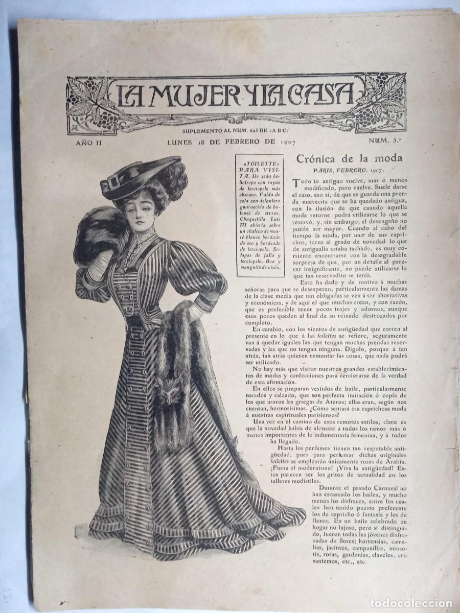 Coleccionismo de Revistas y Peri&oacute;dicos: La mujer y la casa. Cuadernillo ABC. A&ntilde;o II N&uacute;m. 5, febrero 1907 Ocho p&aacute;ginas.