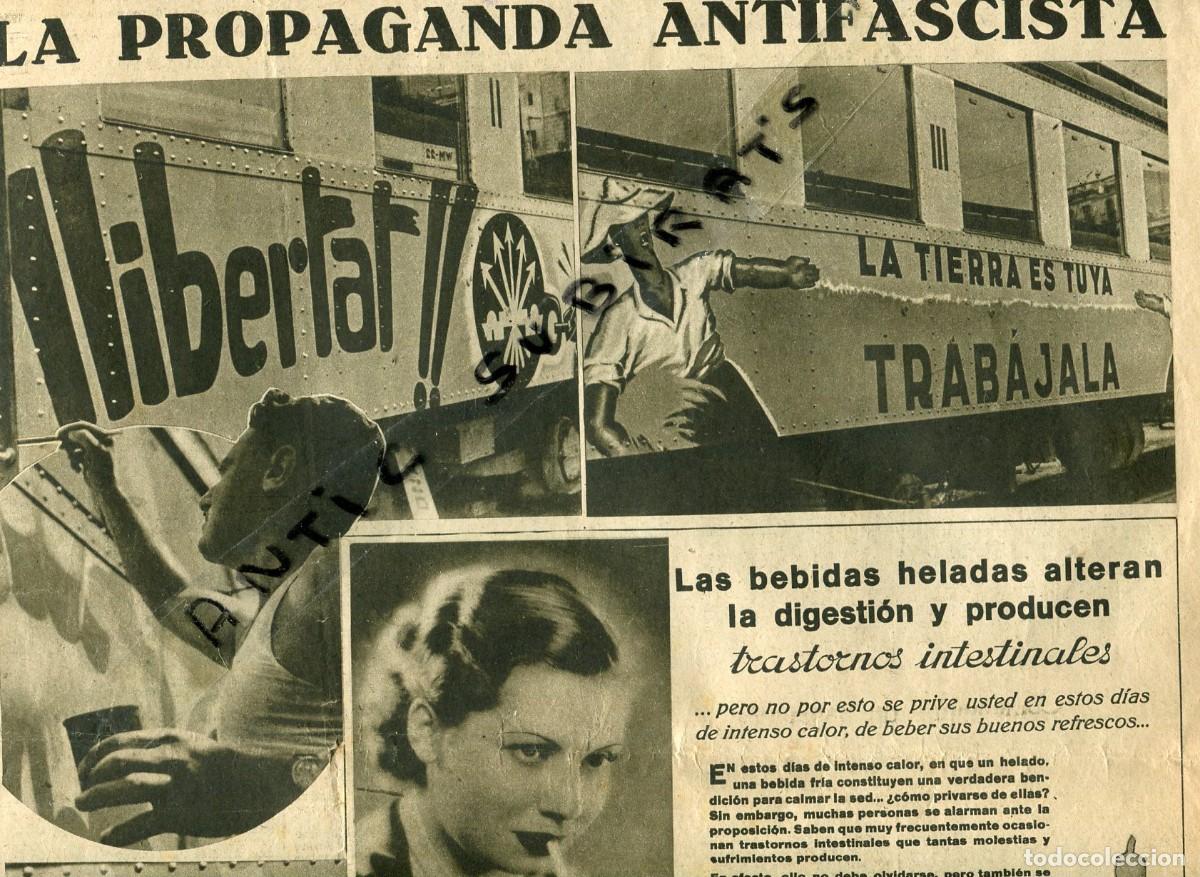 Coleccionismo de Revistas y Peri&oacute;dicos: VANGUARIDA A&Ntilde;O 1936 PUBLICIDAD ANTIFASCISTA PINTADA EN LOS TRENES FERROCARRILES PROPAGANDA TREN