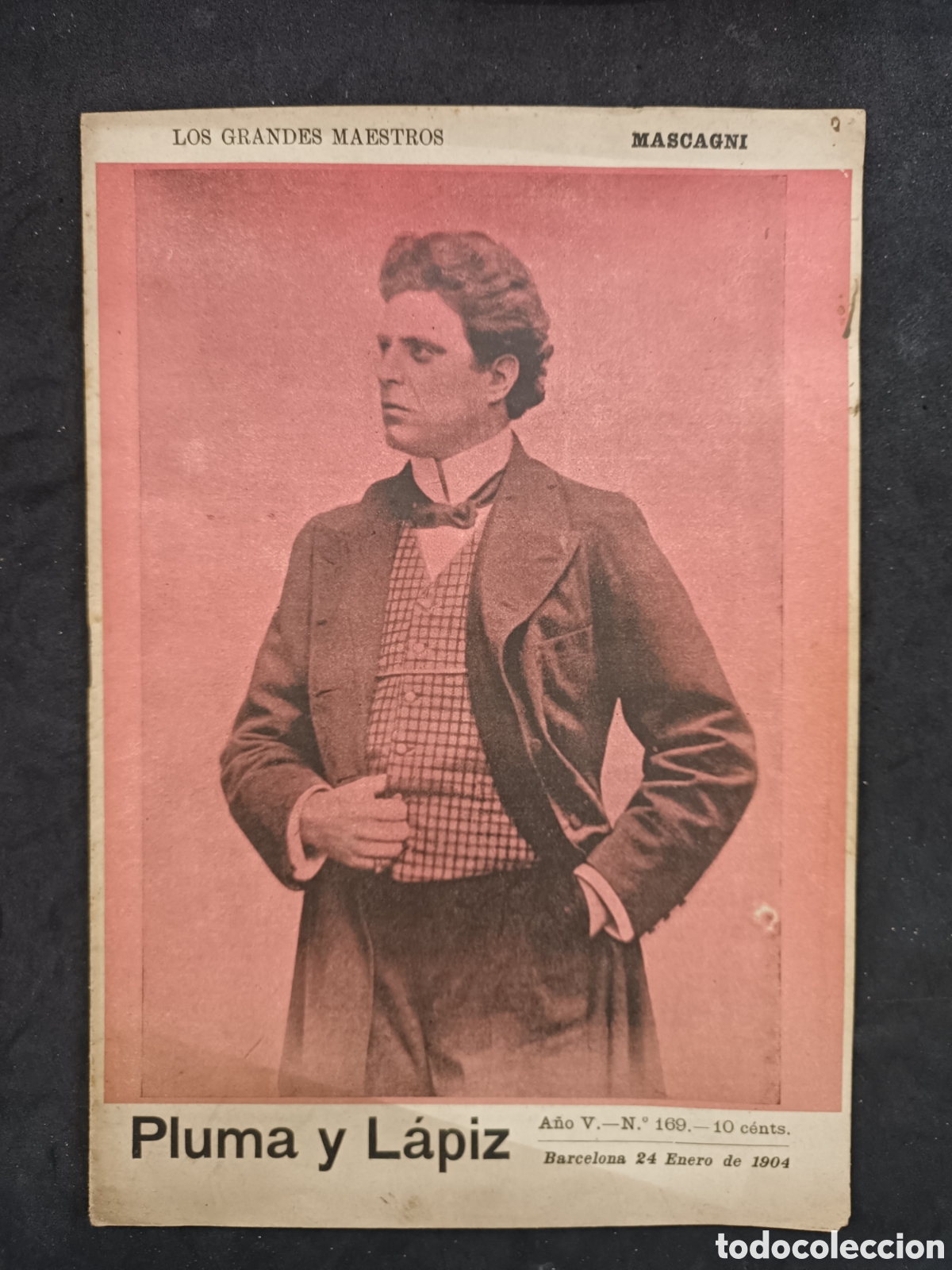 Sammeln von Zeitschriften und Zeitungen: Revista pluma y lapiz, Los grandes maestros, Mascagni, 1904
