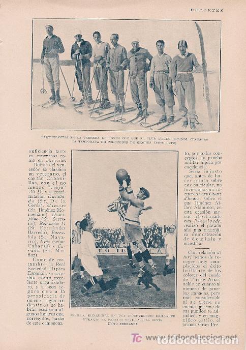 Coleccionismo de revistas y peri&oacute;dicos: Deportes: Club Alpino de esqu&iacute; , f&uacute;tbol Sevilla-Betis, Arenas-Real Madrid &hellip; - 1929