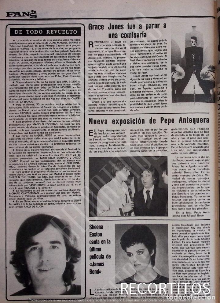 Coleccionismo de Revistas y Peri&oacute;dicos: SHEENA EASTON PEPE ANTEQUERA MIGUEL BOSE GRACE JONES
