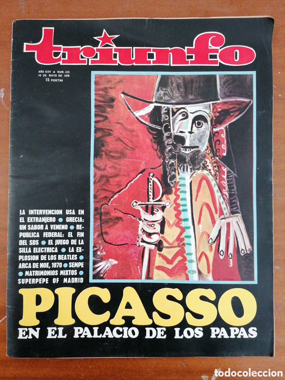 Coleccionismo de Revistas y Peri&oacute;dicos: REVISTA TRIUNFO 415 1970 PICASSO, GRECIA, SILLA EL&Eacute;CTRICA, BEATLES