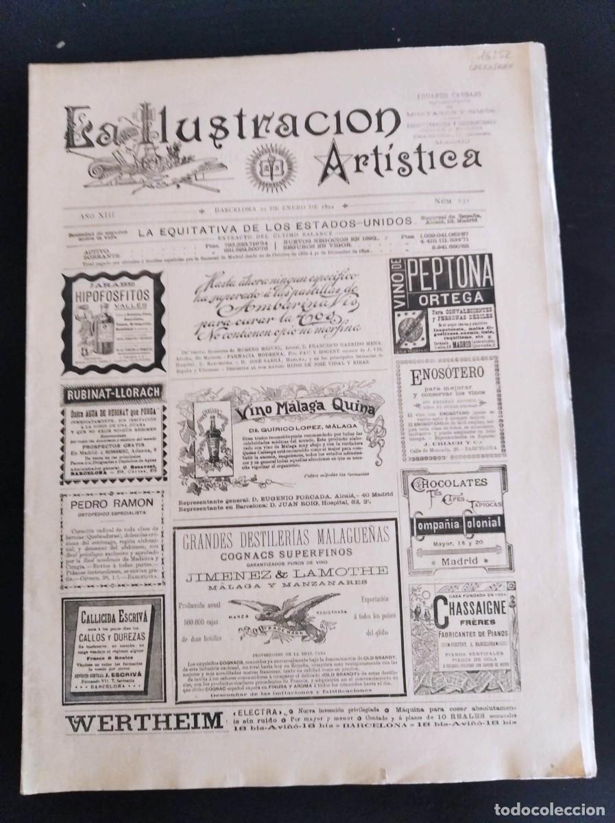 Collezionismo di Riviste e Giornali: LA ILUSTRACI&Oacute;N ART&Iacute;STICA. N&ordm; 631. A&Ntilde;O 1894. EL PIANO, CUADRO DE ENRIQUE CA&Iacute;N. MURMURACIONES E.. LEER