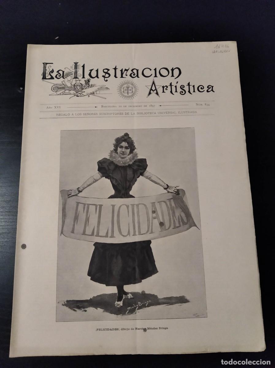 Coleccionismo de revistas y peri&oacute;dicos: LA ILUSTRACI&Oacute;N ART&Iacute;STICA. N&ordm; 834. A&Ntilde;O 1897. LA REINA REGENTE DO&Ntilde;A MAR&Iacute;A CRISTINA. UNA FERIA E.. LEER