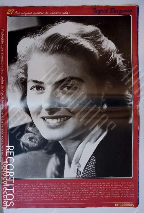 Collezionismo di Riviste e Giornali: poster fotogramas ingrid bergman