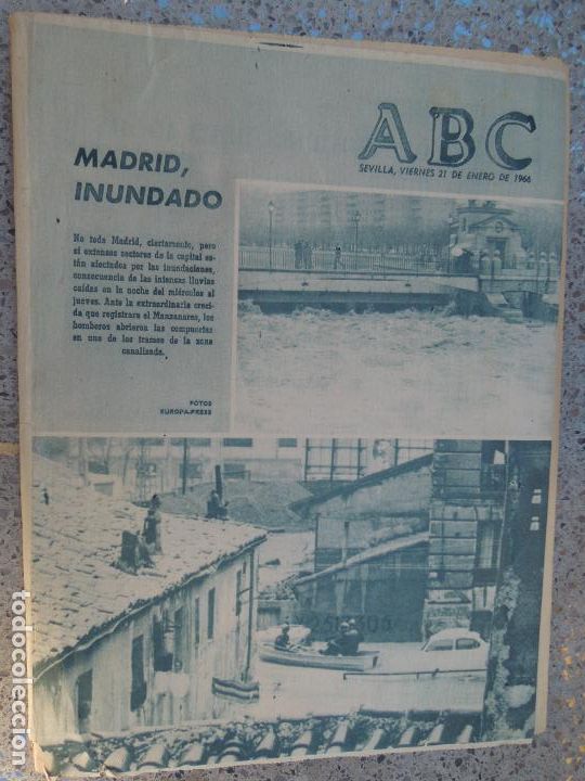 Coleccionismo de Revistas y Peri&oacute;dicos: ABC SEVILLA -21-01-1966 - MADRID INUNDADO