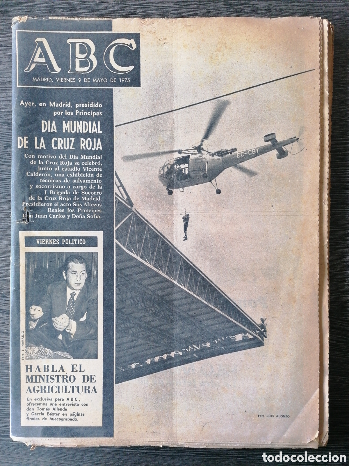 Coleccionismo de Revistas y Peri&oacute;dicos: PERI&Oacute;DICO DIARIO ABC 9 DE MAYO DE 1975