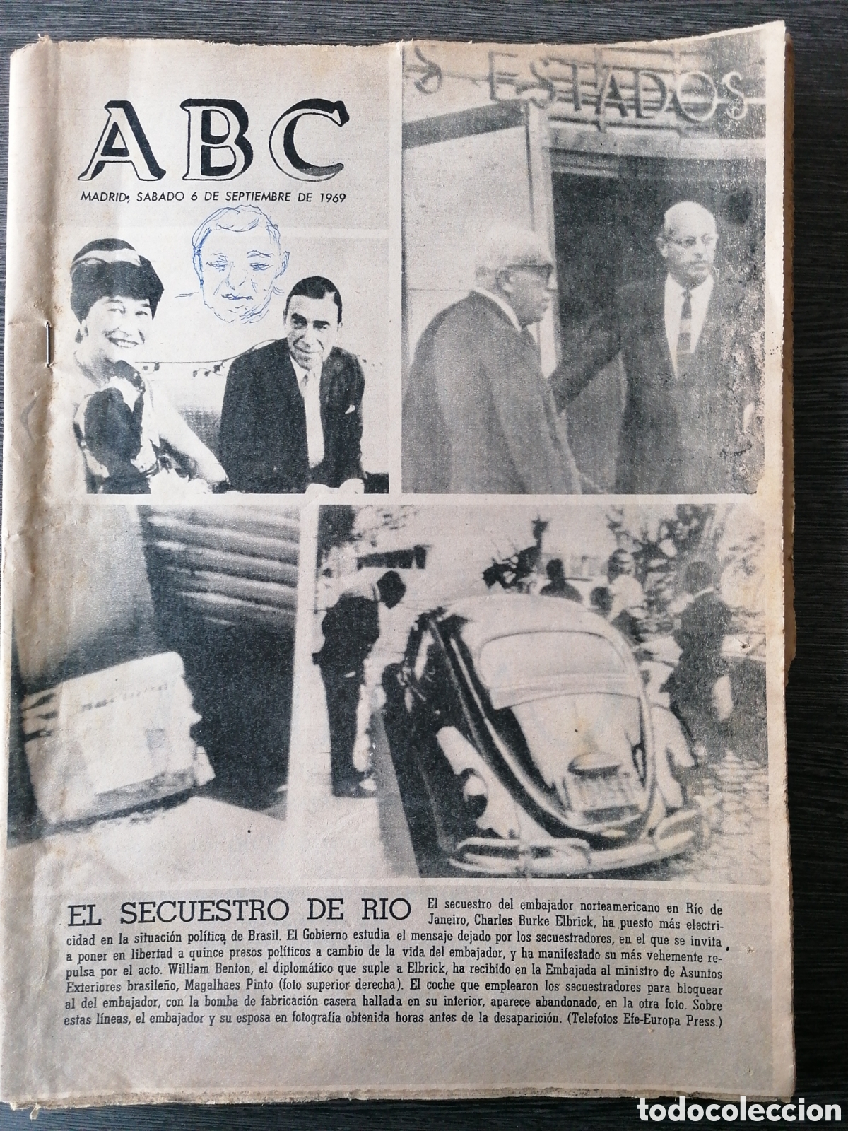 Coleccionismo de Revistas y Peri&oacute;dicos: PERI&Oacute;DICO DIARIO ABC 6 DE SEPTIEMBRE DE 1969