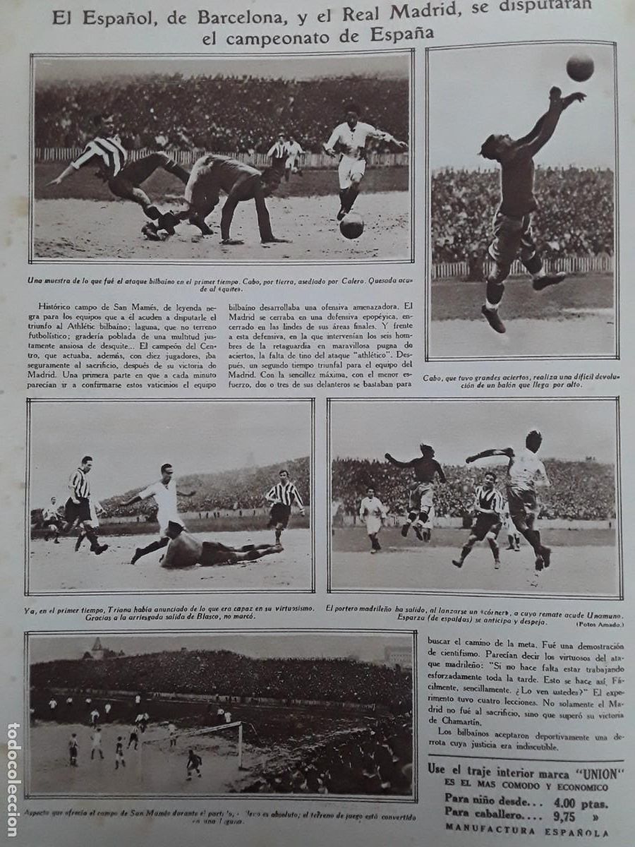 Collection Magazines and Newspapers: ESPA&Ntilde;OL 1 -BARCELONA 1 ATHLETIC BILBAO -MADRID FINAL CAMPEONATO ESPA&Ntilde;A ESPA&Ntilde;OL REAL MADRID A&Ntilde;O 1929