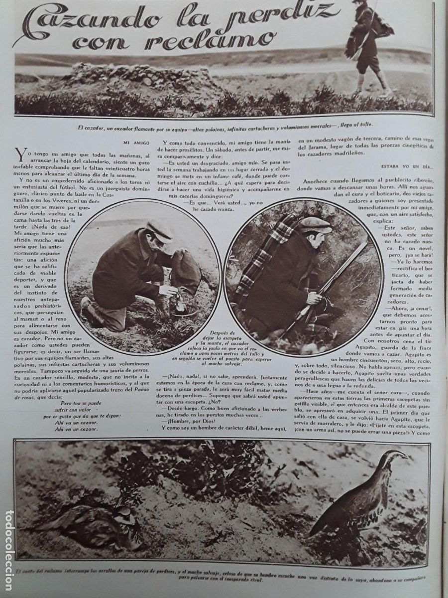 Collezionismo di Riviste e Giornali: CAZA PERDIZ CON RECLAMO 2 HOJAS A&Ntilde;O 1929