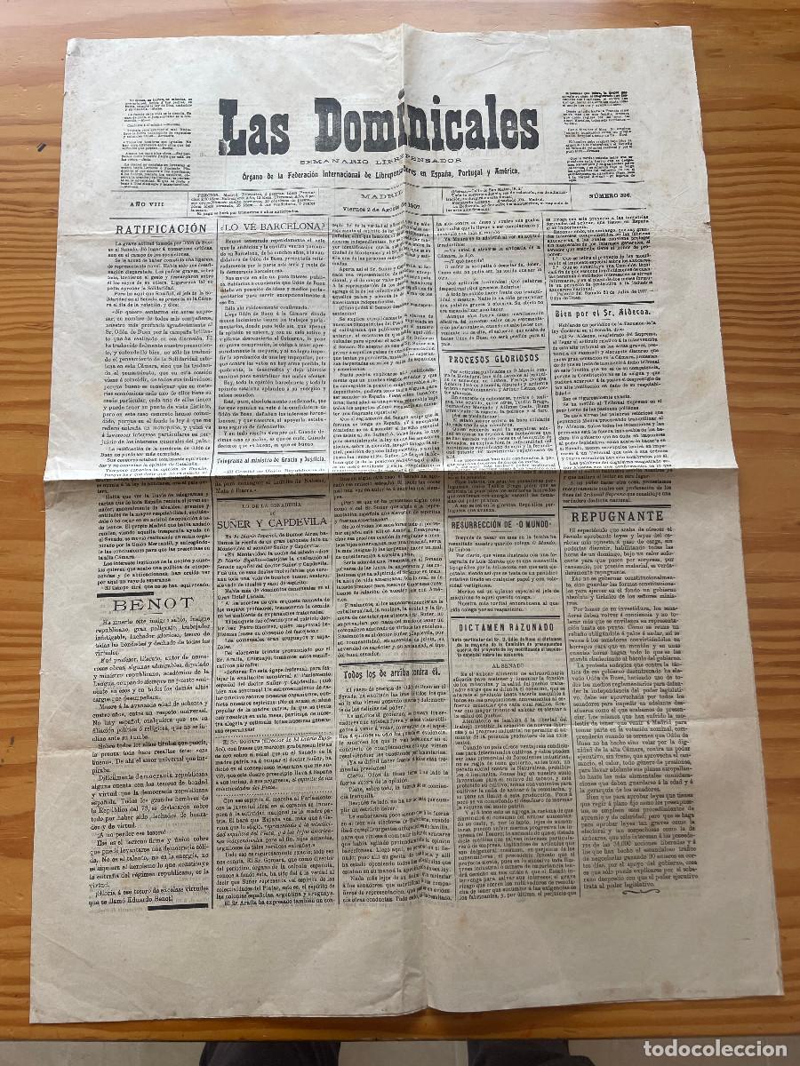 Coleccionismo de Revistas y Peri&oacute;dicos: ANTIGUO PERI&Oacute;DICO -LAS DOMINICALES- A&Ntilde;O 1907. N&Uacute;M.336 SEMANARIO LIBREPENSADOR.@