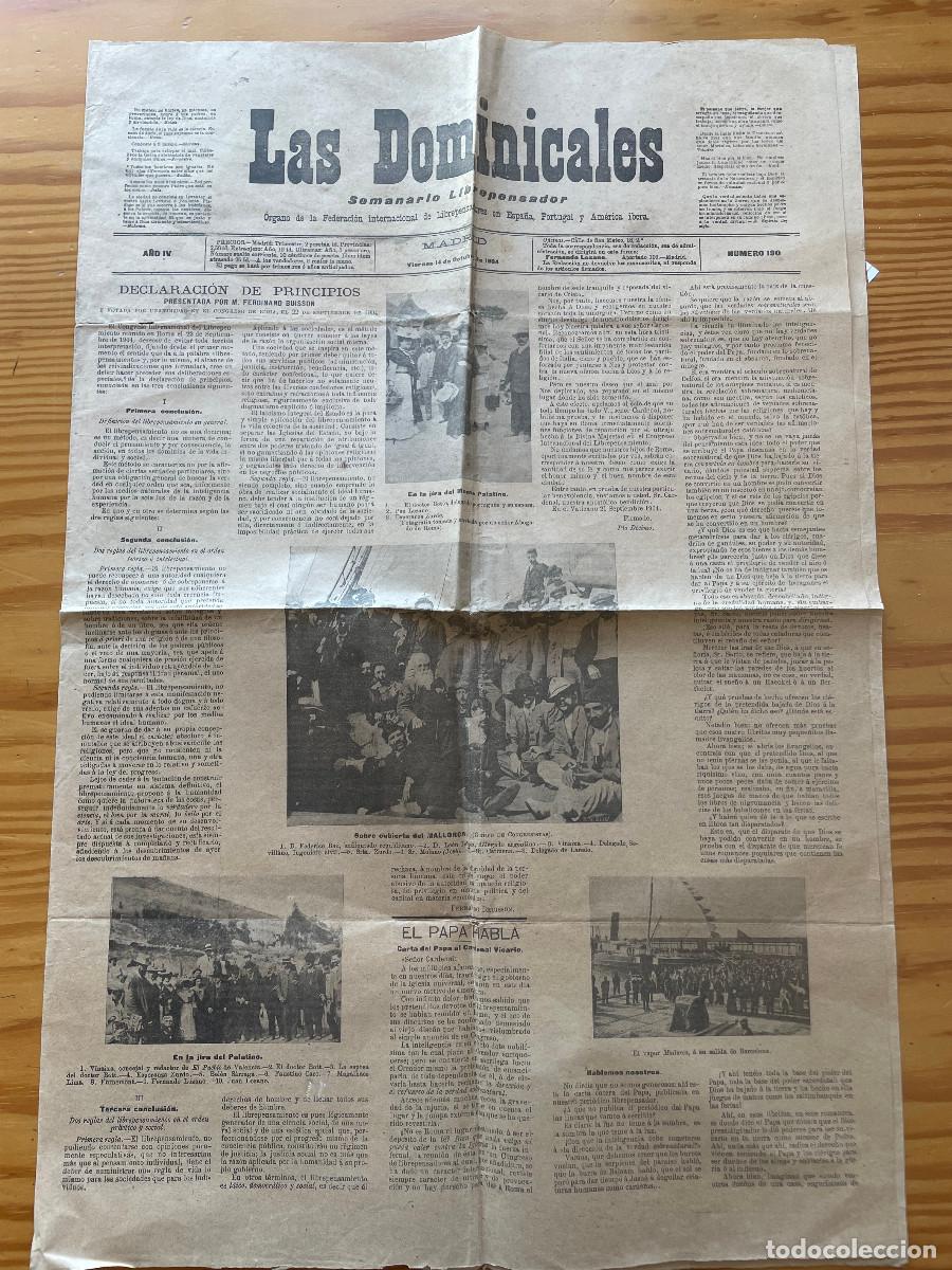Coleccionismo de Revistas y Peri&oacute;dicos: ANTIGUO PERI&Oacute;DICO -LAS DOMINICALES- A&Ntilde;O 1904. N&Uacute;M. 190 SEMANARIO LIBREPENSADOR. @