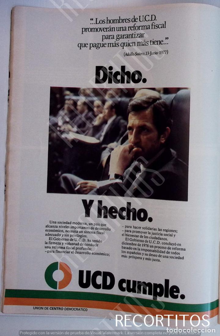 Sammeln von Zeitschriften und Zeitungen: 18 ucd ANUNCIO PUBLICIDAD VOTA UCD ADOLFO SUAREZ DICHO Y HECHO