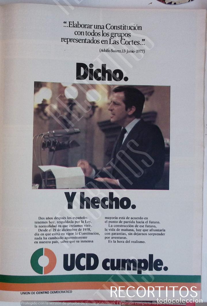 Sammeln von Zeitschriften und Zeitungen: 50 ucd ANUNCIO PUBLICIDAD VOTA UCD ADOLFO SUAREZ DICHO Y HECHO