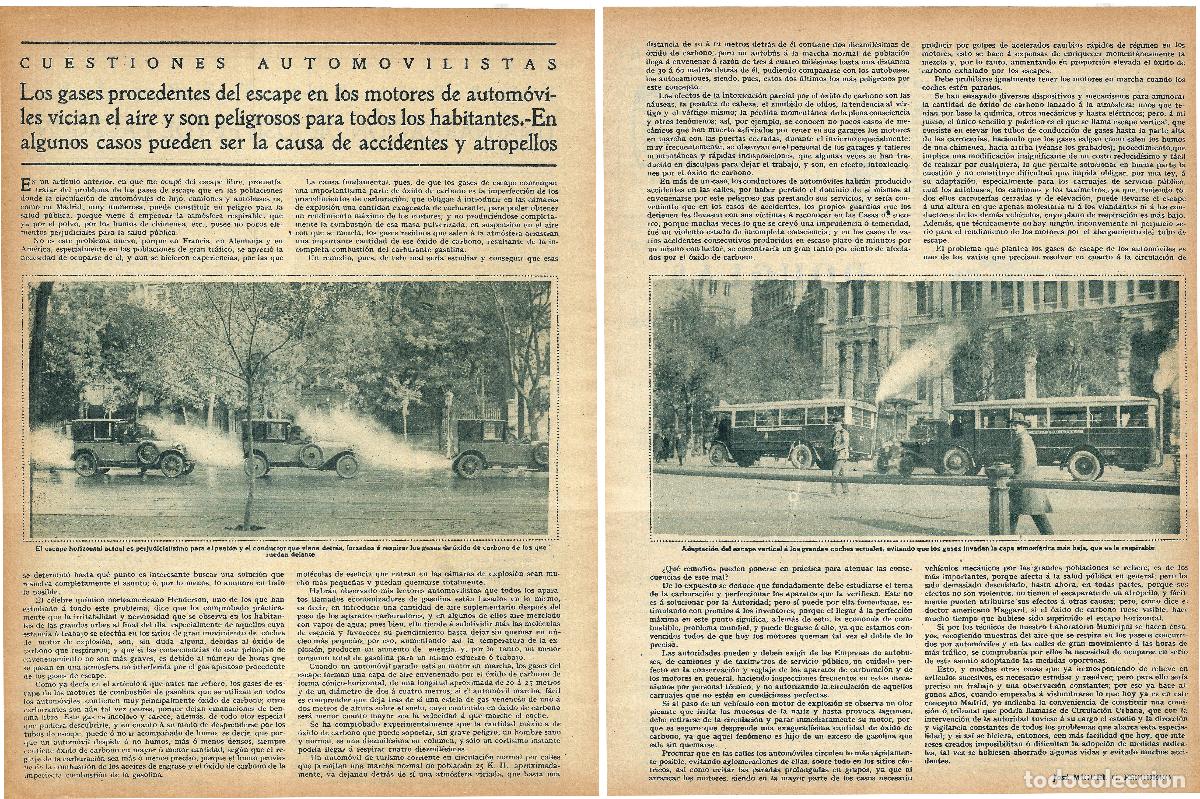 Coleccionismo de Revistas y Peri&oacute;dicos: 1925 HOJAS REVISTA AUTOM&Oacute;VILES EN LAS CIUDADES PROBLEMAS GASES DE LOS ESCAPES DE LOS COCHES