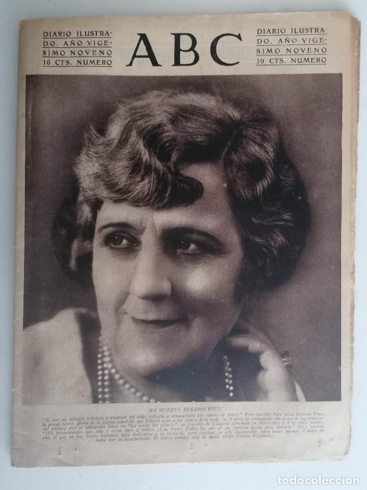 Coleccionismo de Revistas y Peri&oacute;dicos: PERIODICO ABC, PORTADA, HA MUERTO ROSARIO PINO, 14 DE JULIO 1933, NUMERO SUELTO