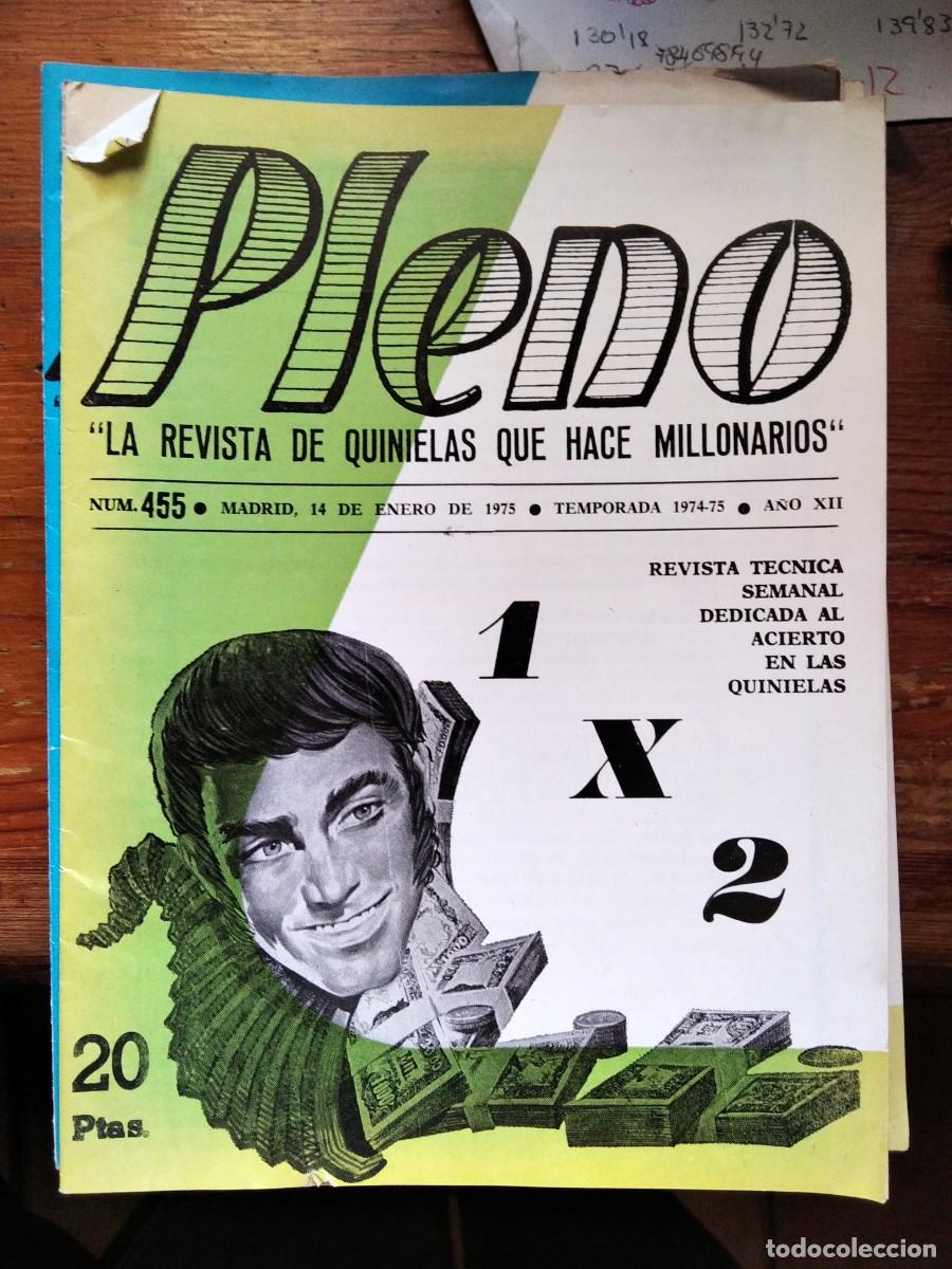 Coleccionismo de Revistas y Peri&oacute;dicos: Antigua revista quinielas pleno 1X2 F&uacute;tbol 455 14 Enero 1975