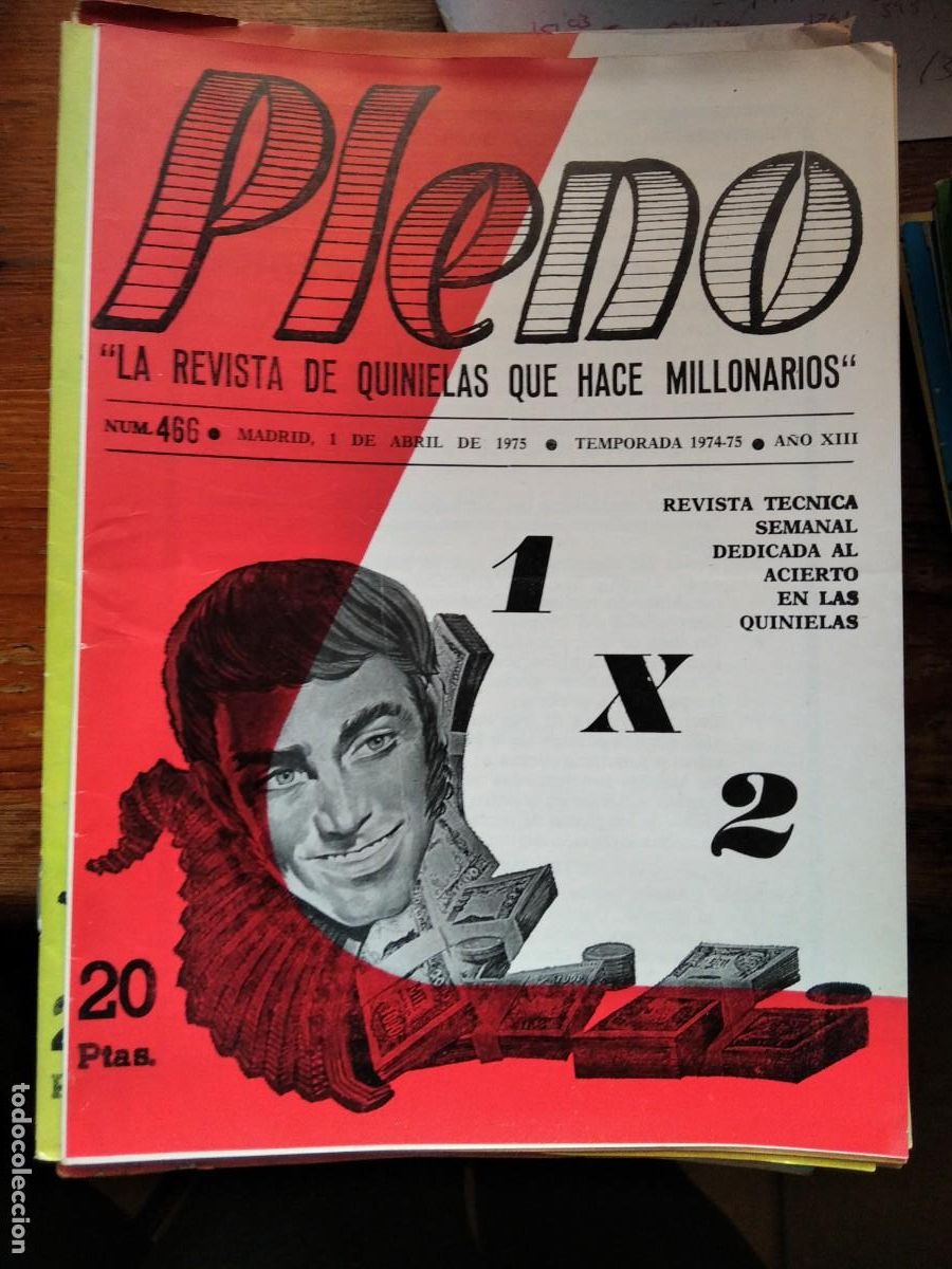 Coleccionismo de Revistas y Peri&oacute;dicos: Antigua revista Pleno aciertos Quiniela F&uacute;tbol - 1 Abril 1975 N&ordm; 466