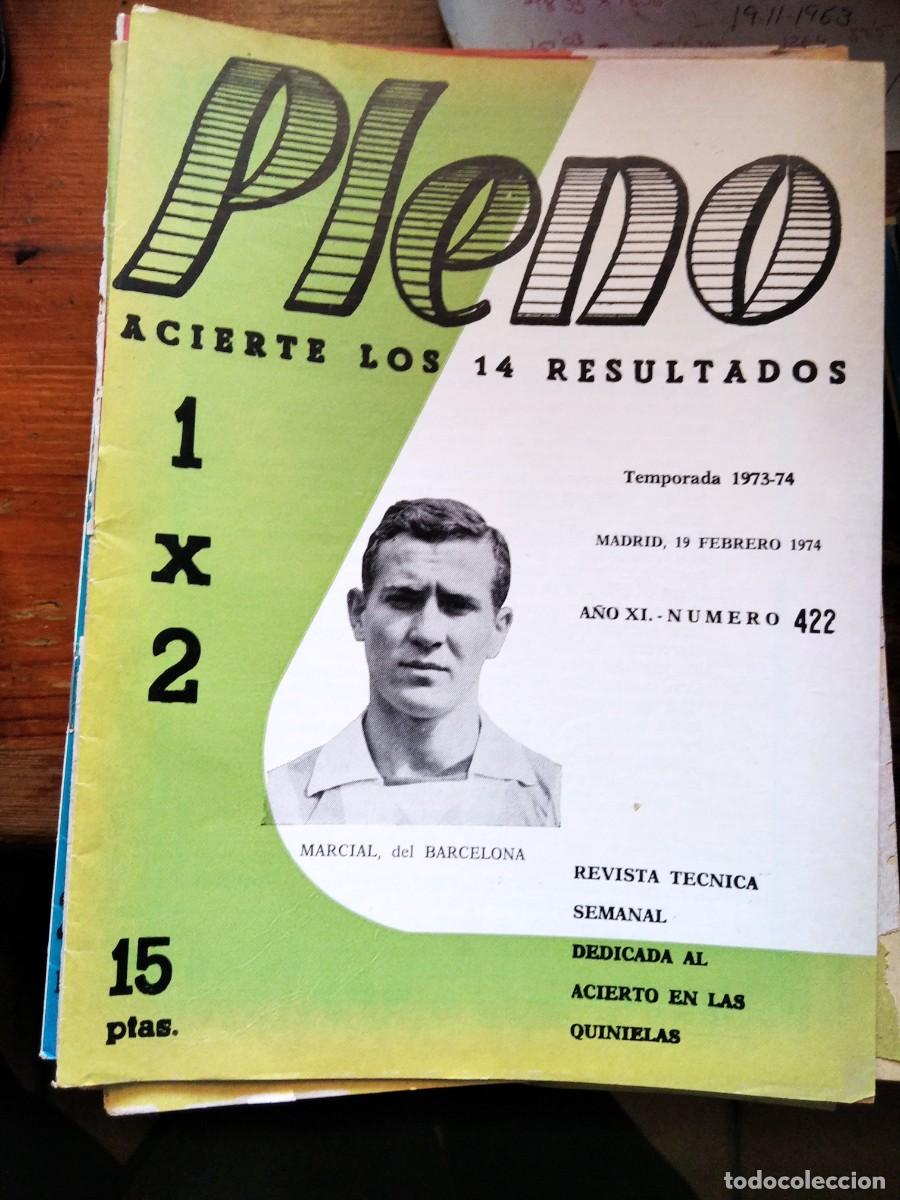 Coleccionismo de Revistas y Peri&oacute;dicos: Antigua revista Pleno acierto quiniela futbol 19 Febrero 1974 422